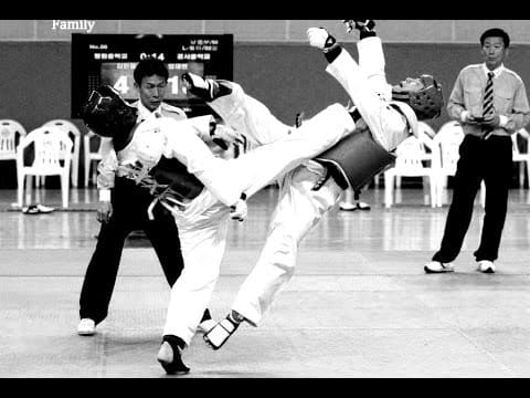Kyorugi Freikampf im Taekwondo-Wettkampf